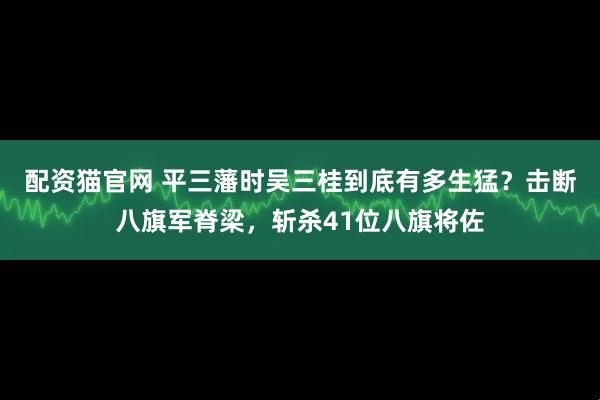 配资猫官网 平三藩时吴三桂到底有多生猛？击断八旗军脊梁，斩杀41位八旗将佐